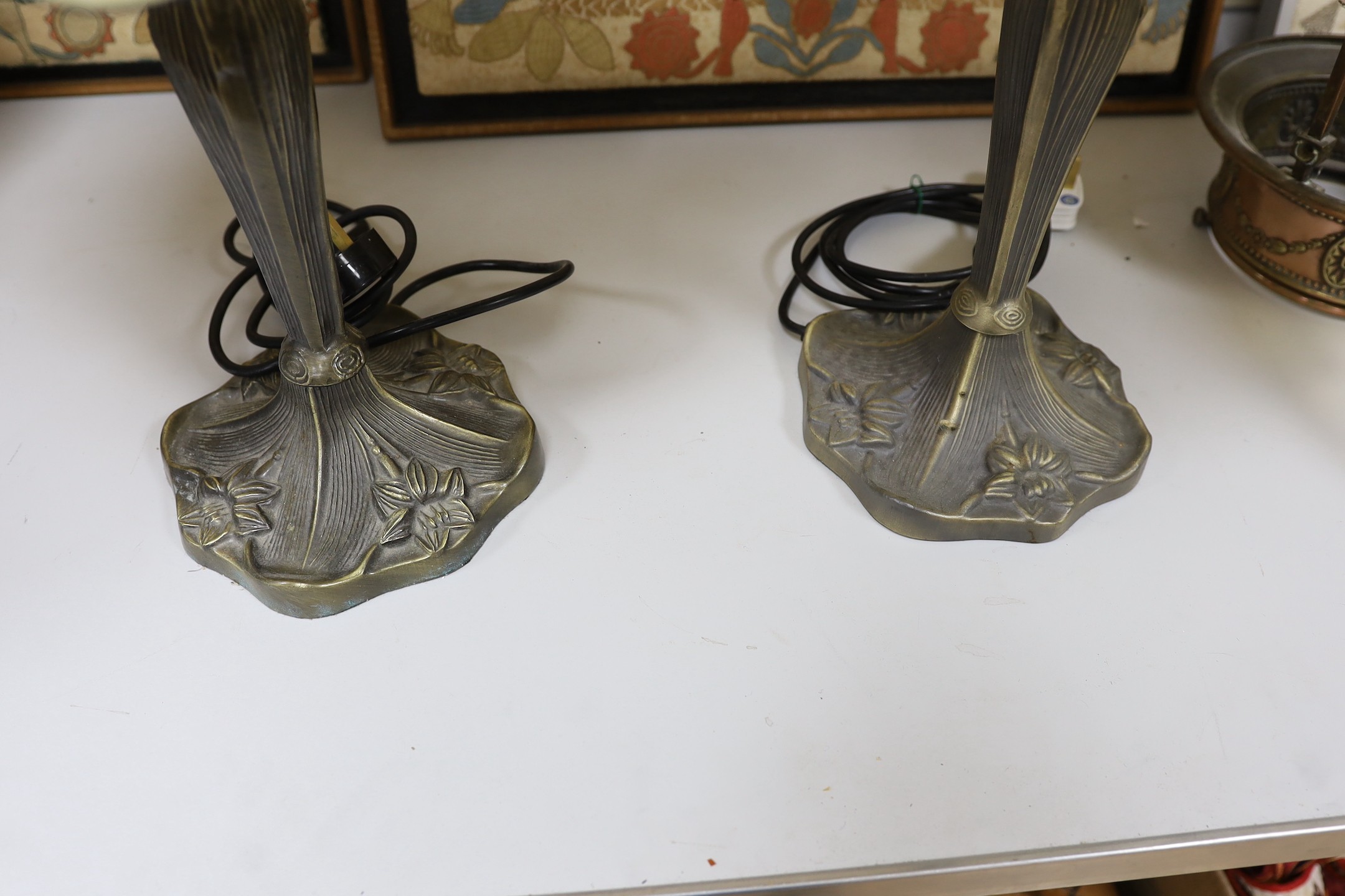 A pair of Tiffany style table lamps - 54cm tall